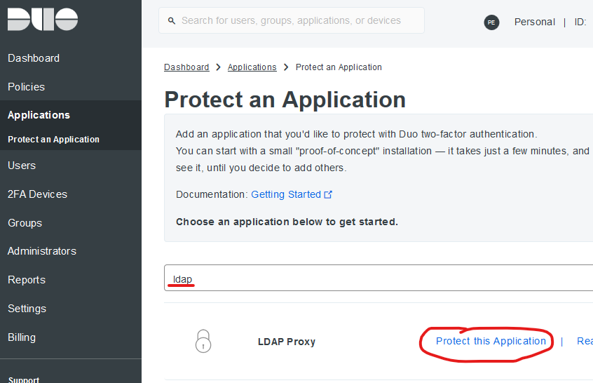 Adding an LDAP Integration in the Duo Admin Console