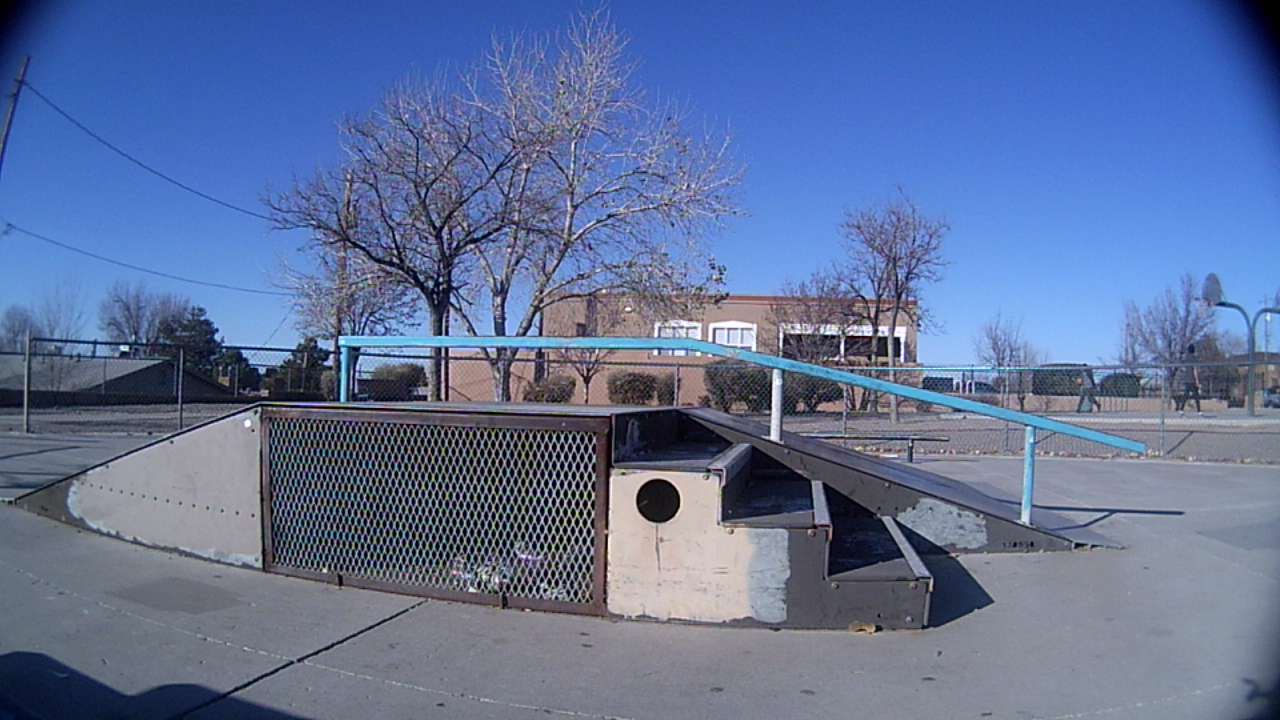Side view of the fun box at Lafayette Park in Albuquerque, captured with the Holystone F181G stock camera lens
