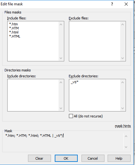 Transfer settings/file and folder mask options